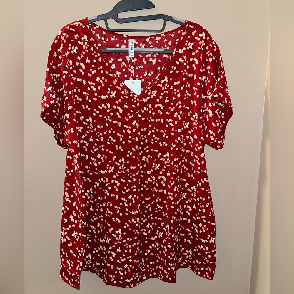 Summer Floral Blouse Elegant Casual V Neck Chiffon Shirt